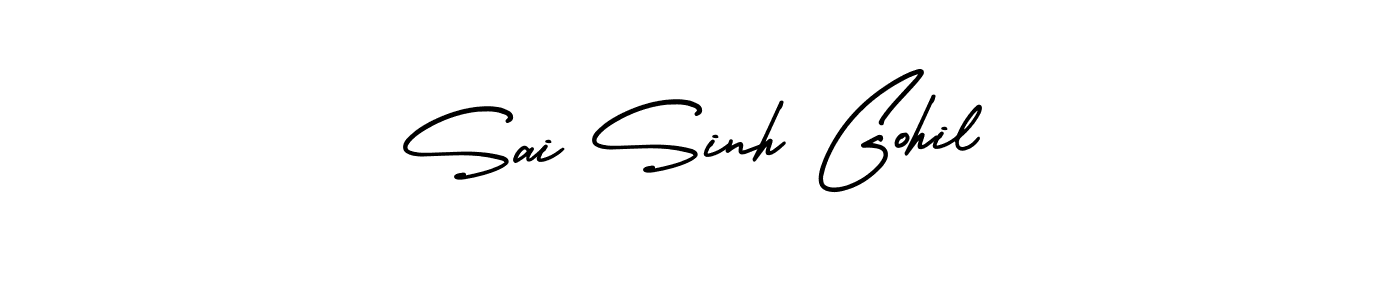 Also You can easily find your signature by using the search form. We will create Sai Sinh Gohil name handwritten signature images for you free of cost using AmerikaSignatureDemo-Regular sign style. Sai Sinh Gohil signature style 3 images and pictures png