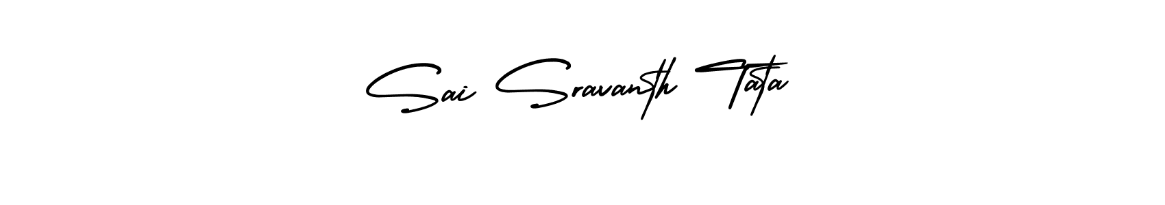 You should practise on your own different ways (AmerikaSignatureDemo-Regular) to write your name (Sai Sravanth Tata) in signature. don't let someone else do it for you. Sai Sravanth Tata signature style 3 images and pictures png