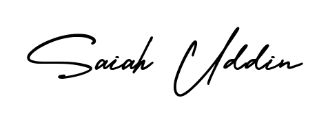 A timeless handwritten aesthetic for Saiah Uddin. The AmerikaSignatureDemo-Regular font gives your signature a handcrafted feel with natural curves. Saiah Uddin signature style 3 images and pictures png