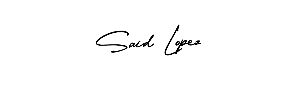 You should practise on your own different ways (AmerikaSignatureDemo-Regular) to write your name (Said Lopez) in signature. don't let someone else do it for you. Said Lopez signature style 3 images and pictures png