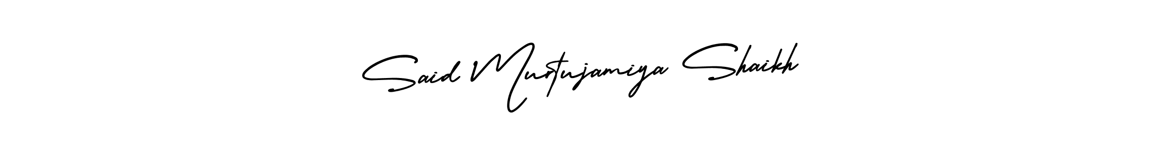 The best way (AmerikaSignatureDemo-Regular) to make a short signature is to pick only two or three words in your name. The name Said Murtujamiya Shaikh include a total of six letters. For converting this name. Said Murtujamiya Shaikh signature style 3 images and pictures png