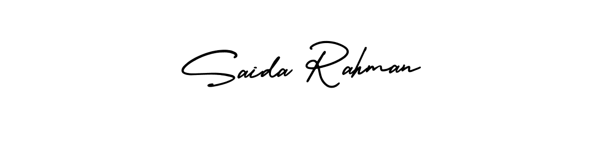 This is the best signature style for the Saida Rahman name. Also you like these signature font (AmerikaSignatureDemo-Regular). Mix name signature. Saida Rahman signature style 3 images and pictures png