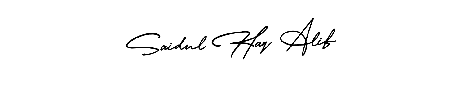 You should practise on your own different ways (AmerikaSignatureDemo-Regular) to write your name (Saidul Haq Alif) in signature. don't let someone else do it for you. Saidul Haq Alif signature style 3 images and pictures png