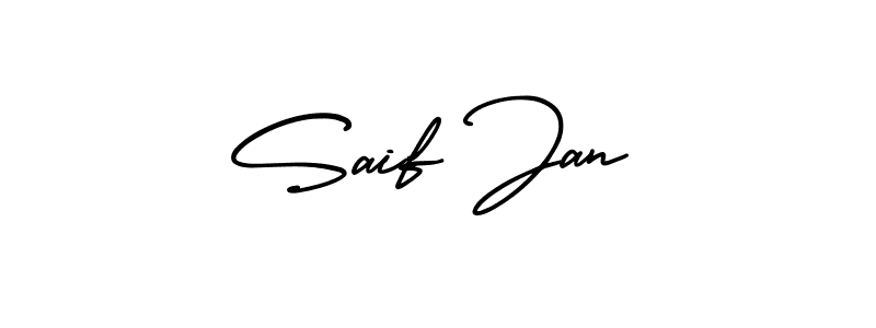 You should practise on your own different ways (AmerikaSignatureDemo-Regular) to write your name (Saif Jan) in signature. don't let someone else do it for you. Saif Jan signature style 3 images and pictures png