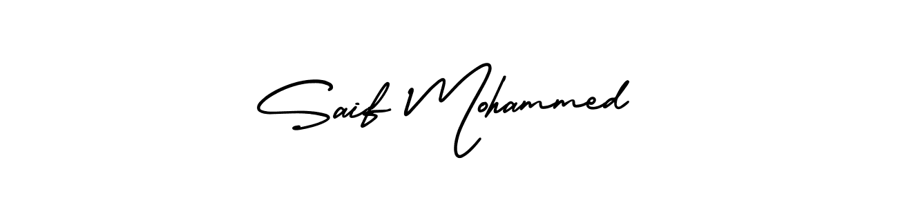 The best way (AmerikaSignatureDemo-Regular) to make a short signature is to pick only two or three words in your name. The name Saif Mohammed include a total of six letters. For converting this name. Saif Mohammed signature style 3 images and pictures png