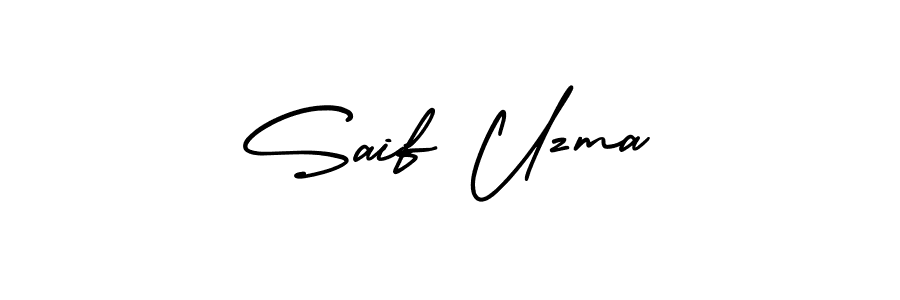 You should practise on your own different ways (AmerikaSignatureDemo-Regular) to write your name (Saif Uzma) in signature. don't let someone else do it for you. Saif Uzma signature style 3 images and pictures png