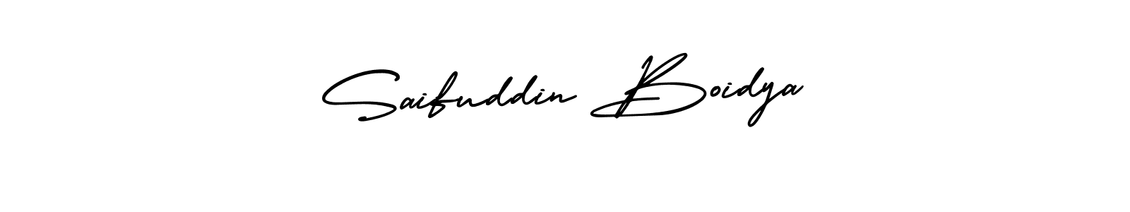 The best way (AmerikaSignatureDemo-Regular) to make a short signature is to pick only two or three words in your name. The name Saifuddin Boidya include a total of six letters. For converting this name. Saifuddin Boidya signature style 3 images and pictures png