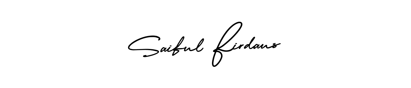 How to Draw Saiful Firdaus signature style? AmerikaSignatureDemo-Regular is a latest design signature styles for name Saiful Firdaus. Saiful Firdaus signature style 3 images and pictures png