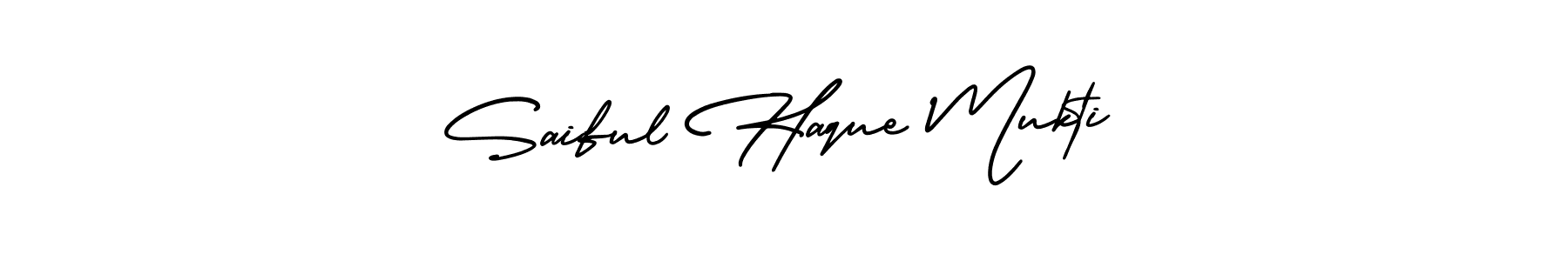 You should practise on your own different ways (AmerikaSignatureDemo-Regular) to write your name (Saiful Haque Mukti) in signature. don't let someone else do it for you. Saiful Haque Mukti signature style 3 images and pictures png