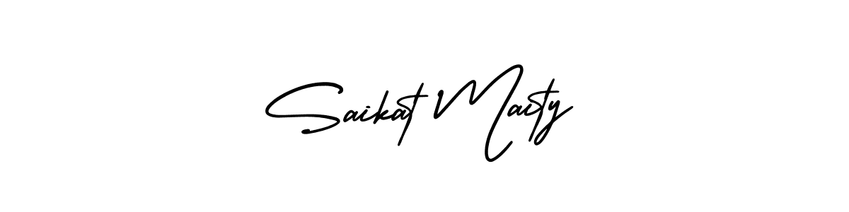 You should practise on your own different ways (AmerikaSignatureDemo-Regular) to write your name (Saikat Maity) in signature. don't let someone else do it for you. Saikat Maity signature style 3 images and pictures png