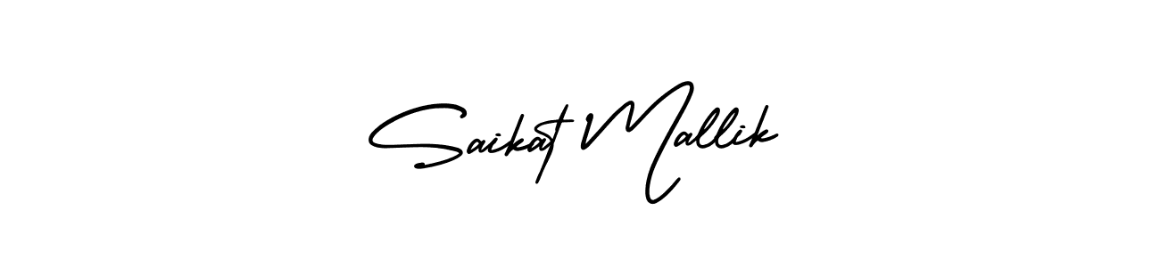 You should practise on your own different ways (AmerikaSignatureDemo-Regular) to write your name (Saikat Mallik) in signature. don't let someone else do it for you. Saikat Mallik signature style 3 images and pictures png