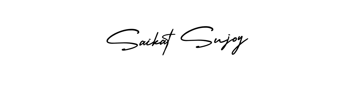 You should practise on your own different ways (AmerikaSignatureDemo-Regular) to write your name (Saikat Sujoy) in signature. don't let someone else do it for you. Saikat Sujoy signature style 3 images and pictures png