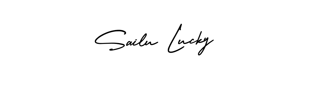 How to Draw Sailu Lucky signature style? AmerikaSignatureDemo-Regular is a latest design signature styles for name Sailu Lucky. Sailu Lucky signature style 3 images and pictures png