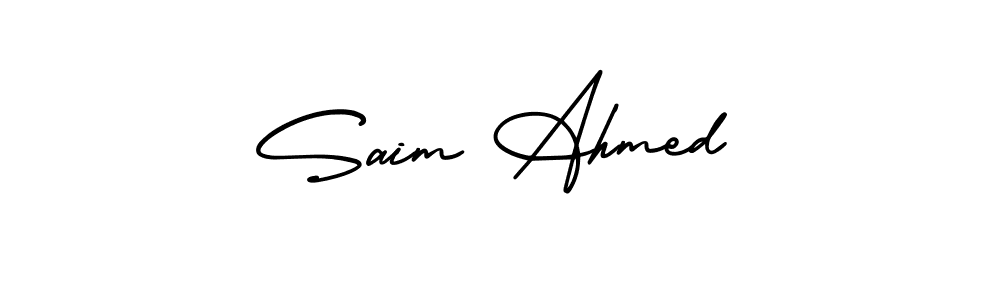 Make a short Saim Ahmed signature style. Manage your documents anywhere anytime using AmerikaSignatureDemo-Regular. Create and add eSignatures, submit forms, share and send files easily. Saim Ahmed signature style 3 images and pictures png