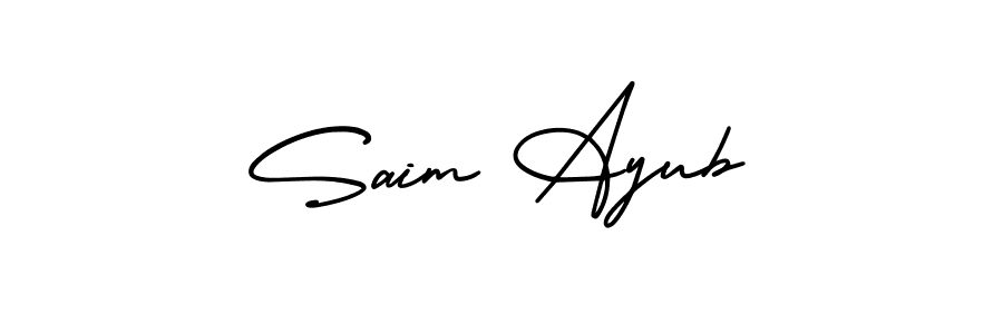 Similarly AmerikaSignatureDemo-Regular is the best handwritten signature design. Signature creator online .You can use it as an online autograph creator for name Saim Ayub. Saim Ayub signature style 3 images and pictures png