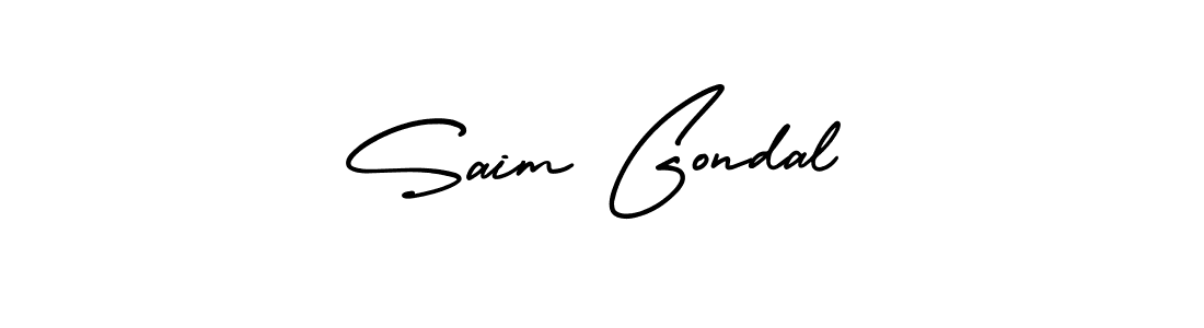 The best way (AmerikaSignatureDemo-Regular) to make a short signature is to pick only two or three words in your name. The name Saim Gondal include a total of six letters. For converting this name. Saim Gondal signature style 3 images and pictures png