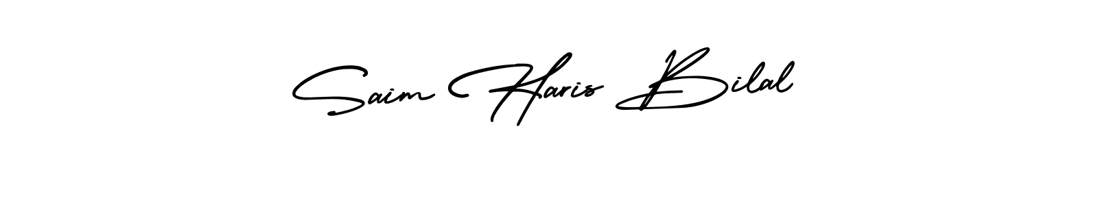 Create a beautiful signature design for name Saim Haris Bilal. With this signature (AmerikaSignatureDemo-Regular) fonts, you can make a handwritten signature for free. Saim Haris Bilal signature style 3 images and pictures png