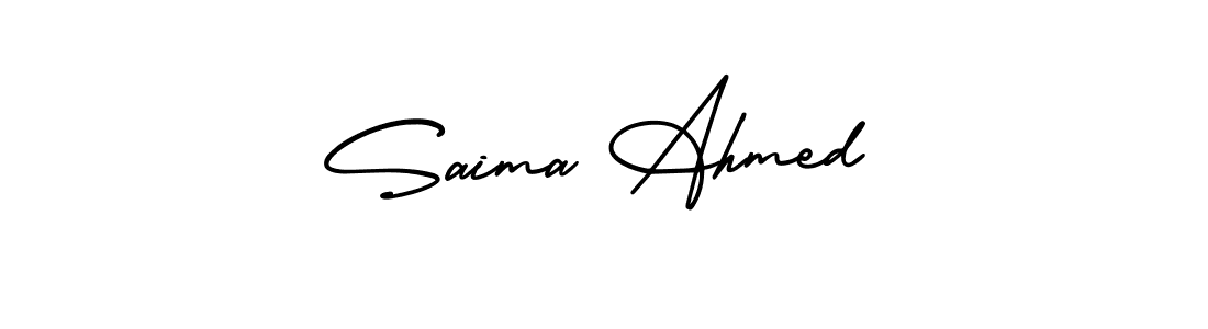 How to make Saima Ahmed signature? AmerikaSignatureDemo-Regular is a professional autograph style. Create handwritten signature for Saima Ahmed name. Saima Ahmed signature style 3 images and pictures png
