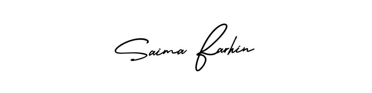 The best way (AmerikaSignatureDemo-Regular) to make a short signature is to pick only two or three words in your name. The name Saima Farhin include a total of six letters. For converting this name. Saima Farhin signature style 3 images and pictures png