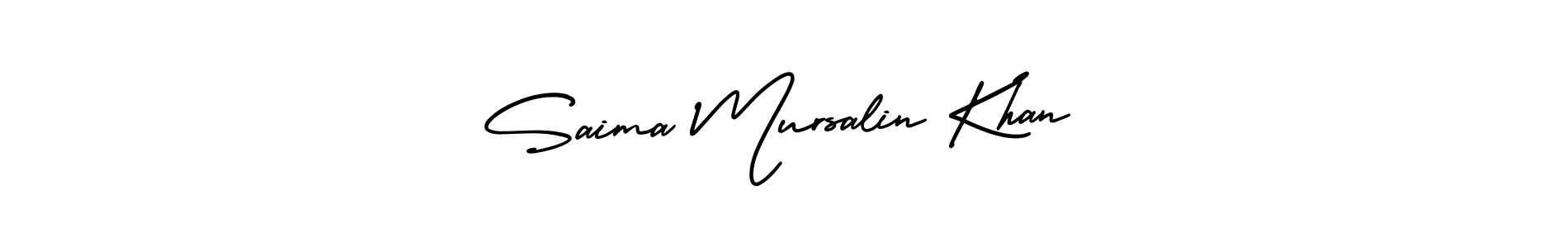 See photos of Saima Mursalin Khan official signature by Spectra . Check more albums & portfolios. Read reviews & check more about AmerikaSignatureDemo-Regular font. Saima Mursalin Khan signature style 3 images and pictures png