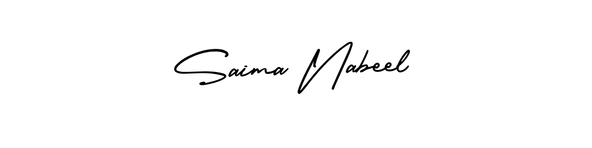 Design your own signature with our free online signature maker. With this signature software, you can create a handwritten (AmerikaSignatureDemo-Regular) signature for name Saima Nabeel. Saima Nabeel signature style 3 images and pictures png