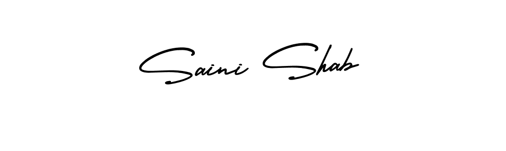 How to make Saini Shab name signature. Use AmerikaSignatureDemo-Regular style for creating short signs online. This is the latest handwritten sign. Saini Shab signature style 3 images and pictures png