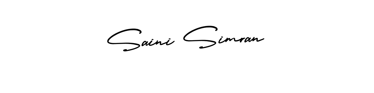 This is the best signature style for the Saini Simran name. Also you like these signature font (AmerikaSignatureDemo-Regular). Mix name signature. Saini Simran signature style 3 images and pictures png