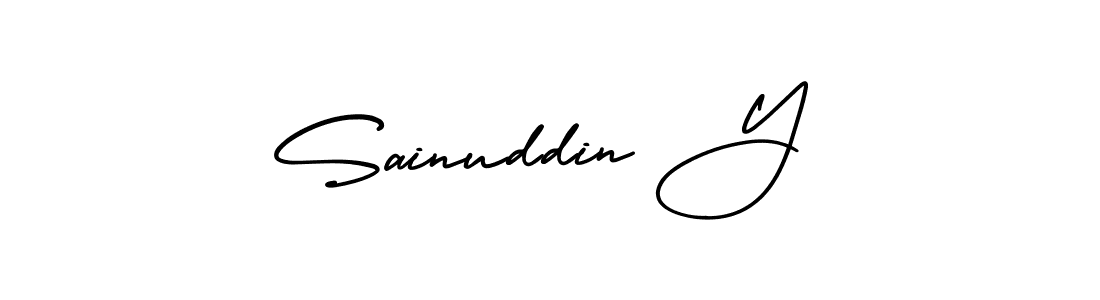 if you are searching for the best signature style for your name Sainuddin Y. so please give up your signature search. here we have designed multiple signature styles  using AmerikaSignatureDemo-Regular. Sainuddin Y signature style 3 images and pictures png