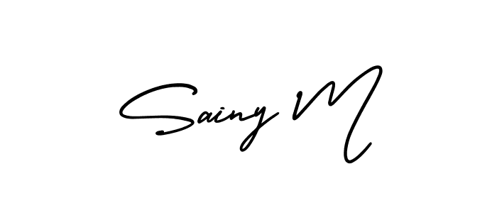 if you are searching for the best signature style for your name Sainy M. so please give up your signature search. here we have designed multiple signature styles  using AmerikaSignatureDemo-Regular. Sainy M signature style 3 images and pictures png