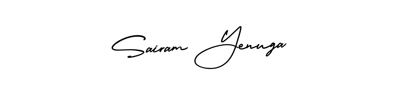 You should practise on your own different ways (AmerikaSignatureDemo-Regular) to write your name (Sairam Yenuga) in signature. don't let someone else do it for you. Sairam Yenuga signature style 3 images and pictures png