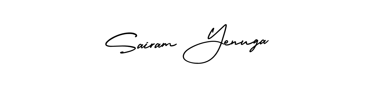 You should practise on your own different ways (AmerikaSignatureDemo-Regular) to write your name (Sairam Yenuga) in signature. don't let someone else do it for you. Sairam Yenuga signature style 3 images and pictures png