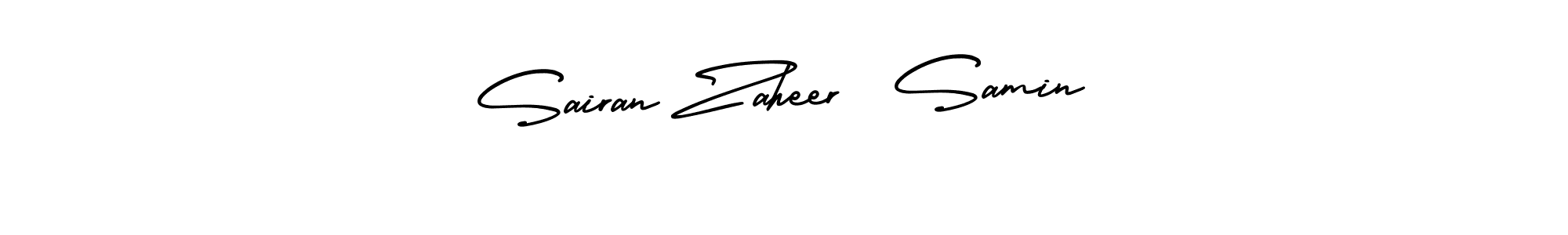 This is the best signature style for the Sairan Zaheer  Samin name. Also you like these signature font (AmerikaSignatureDemo-Regular). Mix name signature. Sairan Zaheer  Samin signature style 3 images and pictures png