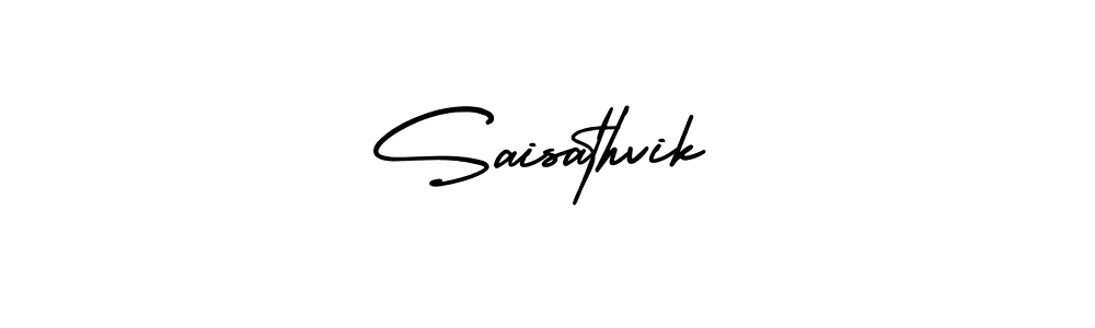 You should practise on your own different ways (AmerikaSignatureDemo-Regular) to write your name (Saisathvik) in signature. don't let someone else do it for you. Saisathvik signature style 3 images and pictures png