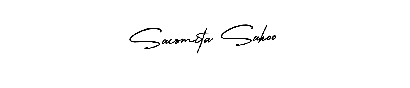 The best way (AmerikaSignatureDemo-Regular) to make a short signature is to pick only two or three words in your name. The name Saismita Sahoo include a total of six letters. For converting this name. Saismita Sahoo signature style 3 images and pictures png