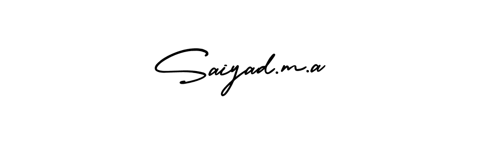 You can use this online signature creator to create a handwritten signature for the name Saiyad.m.a. This is the best online autograph maker. Saiyad.m.a signature style 3 images and pictures png