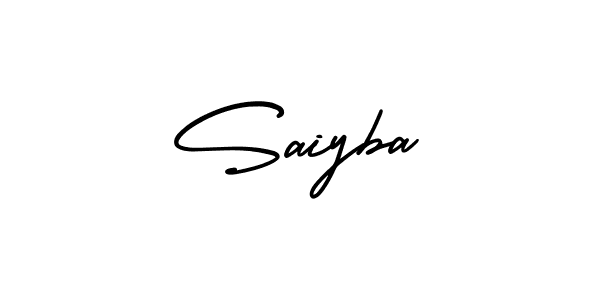 You should practise on your own different ways (AmerikaSignatureDemo-Regular) to write your name (Saiyba) in signature. don't let someone else do it for you. Saiyba signature style 3 images and pictures png