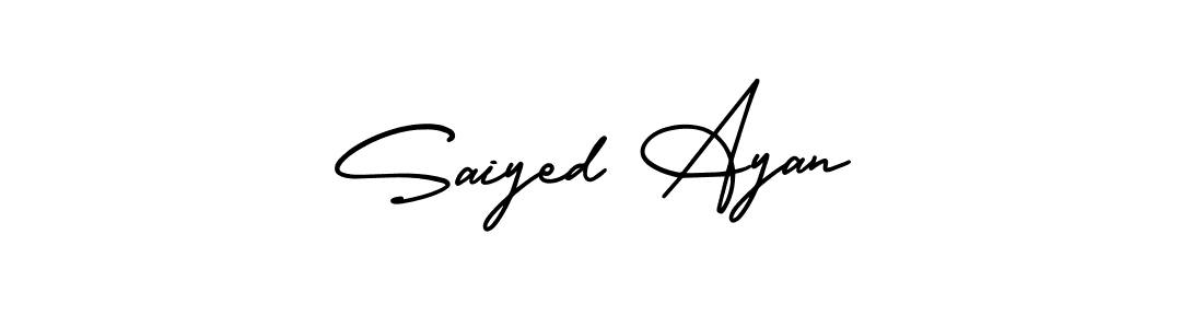 You should practise on your own different ways (AmerikaSignatureDemo-Regular) to write your name (Saiyed Ayan) in signature. don't let someone else do it for you. Saiyed Ayan signature style 3 images and pictures png