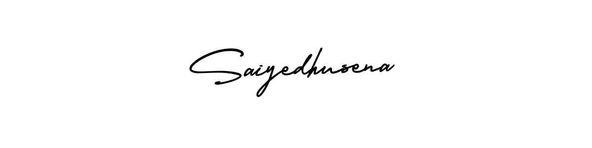 The best way (AmerikaSignatureDemo-Regular) to make a short signature is to pick only two or three words in your name. The name Saiyedhusena include a total of six letters. For converting this name. Saiyedhusena signature style 3 images and pictures png