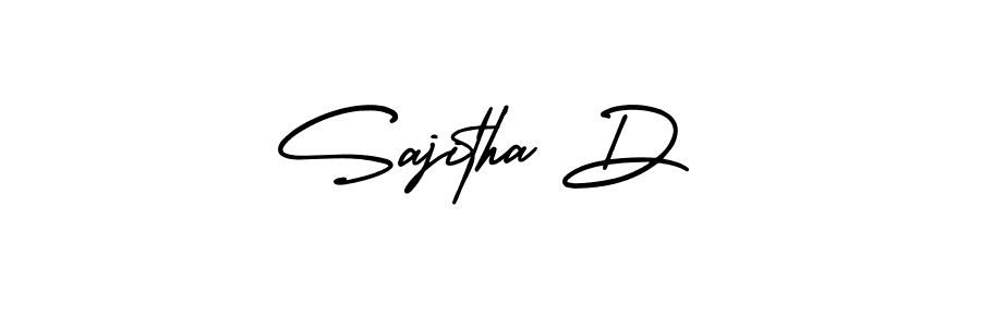 You should practise on your own different ways (AmerikaSignatureDemo-Regular) to write your name (Sajitha D) in signature. don't let someone else do it for you. Sajitha D signature style 3 images and pictures png