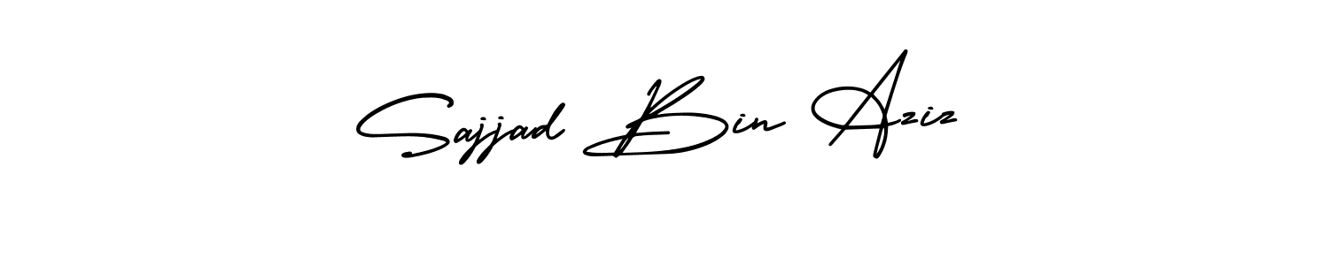 The best way (AmerikaSignatureDemo-Regular) to make a short signature is to pick only two or three words in your name. The name Sajjad Bin Aziz include a total of six letters. For converting this name. Sajjad Bin Aziz signature style 3 images and pictures png