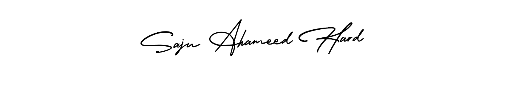 You should practise on your own different ways (AmerikaSignatureDemo-Regular) to write your name (Saju Ahameed Hard) in signature. don't let someone else do it for you. Saju Ahameed Hard signature style 3 images and pictures png