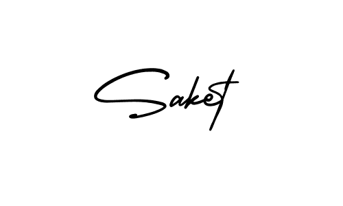 You should practise on your own different ways (AmerikaSignatureDemo-Regular) to write your name (Saket) in signature. don't let someone else do it for you. Saket signature style 3 images and pictures png