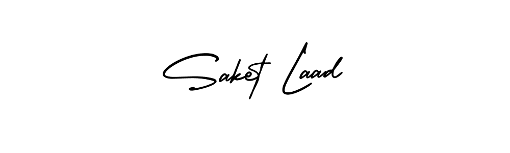 This is the best signature style for the Saket Laad name. Also you like these signature font (AmerikaSignatureDemo-Regular). Mix name signature. Saket Laad signature style 3 images and pictures png