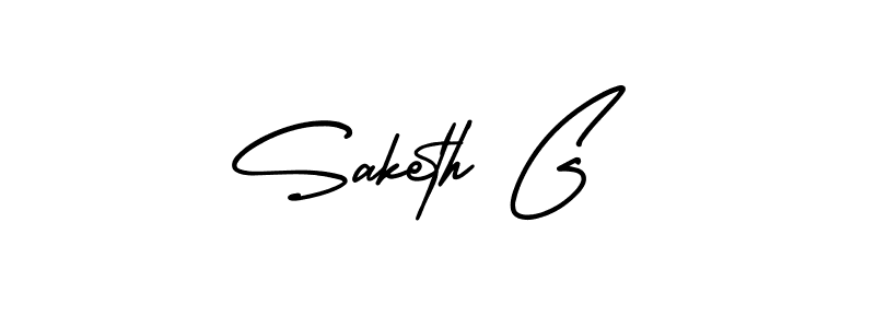 You should practise on your own different ways (AmerikaSignatureDemo-Regular) to write your name (Saketh G) in signature. don't let someone else do it for you. Saketh G signature style 3 images and pictures png