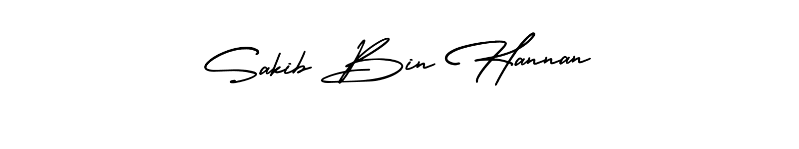 The best way (AmerikaSignatureDemo-Regular) to make a short signature is to pick only two or three words in your name. The name Sakib Bin Hannan include a total of six letters. For converting this name. Sakib Bin Hannan signature style 3 images and pictures png