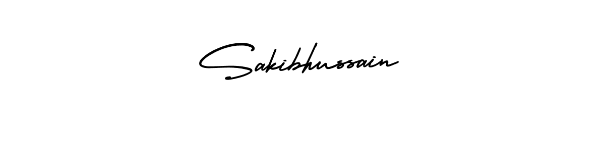 You should practise on your own different ways (AmerikaSignatureDemo-Regular) to write your name (Sakibhussain) in signature. don't let someone else do it for you. Sakibhussain signature style 3 images and pictures png