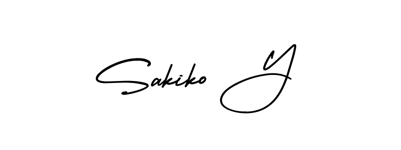 Make a beautiful signature design for name Sakiko Y. With this signature (AmerikaSignatureDemo-Regular) style, you can create a handwritten signature for free. Sakiko Y signature style 3 images and pictures png