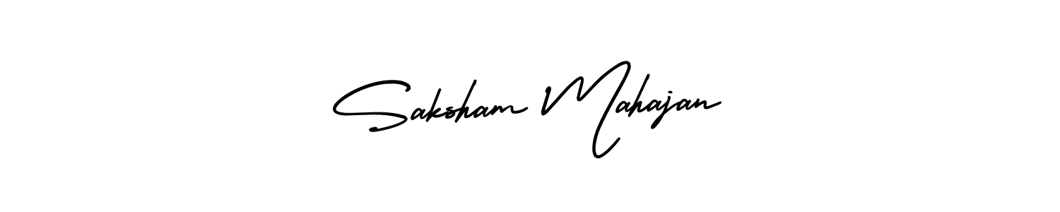 The best way (AmerikaSignatureDemo-Regular) to make a short signature is to pick only two or three words in your name. The name Saksham Mahajan include a total of six letters. For converting this name. Saksham Mahajan signature style 3 images and pictures png