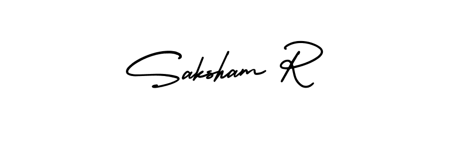 How to make Saksham R name signature. Use AmerikaSignatureDemo-Regular style for creating short signs online. This is the latest handwritten sign. Saksham R signature style 3 images and pictures png