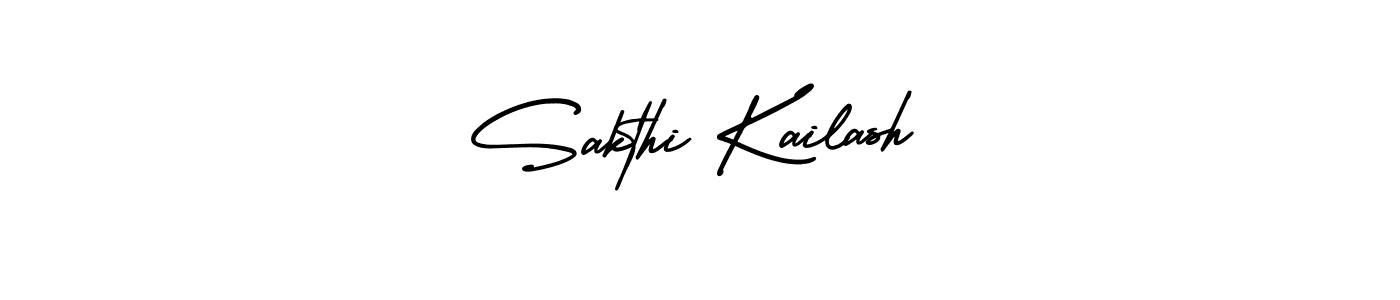 You should practise on your own different ways (AmerikaSignatureDemo-Regular) to write your name (Sakthi Kailash) in signature. don't let someone else do it for you. Sakthi Kailash signature style 3 images and pictures png